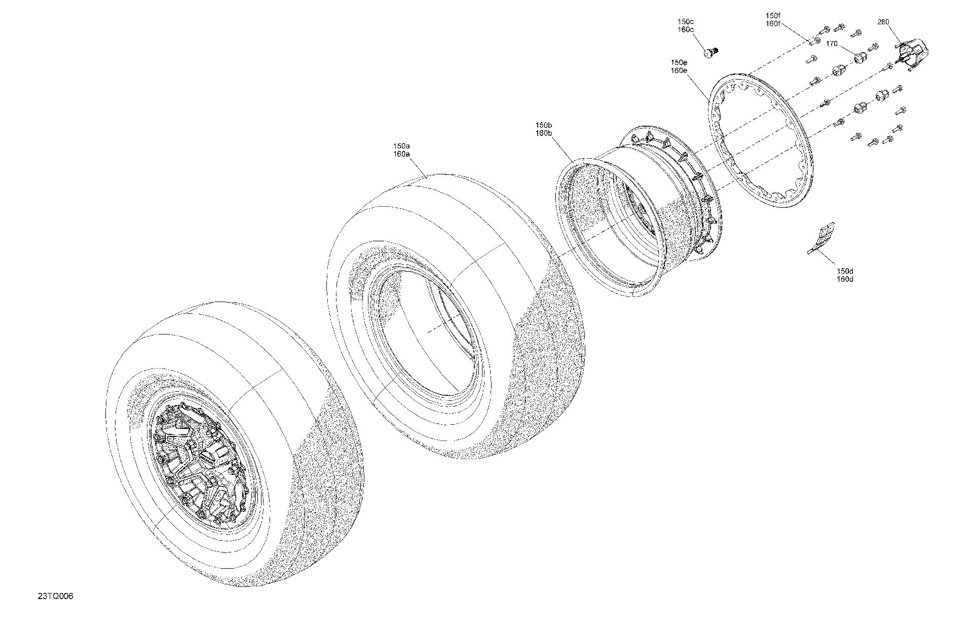 An Image of a Genuine Can-Am Parts Schematic Diagram showing the schematic - DRIVE - REAR WHEELS - XTP - EUROPE