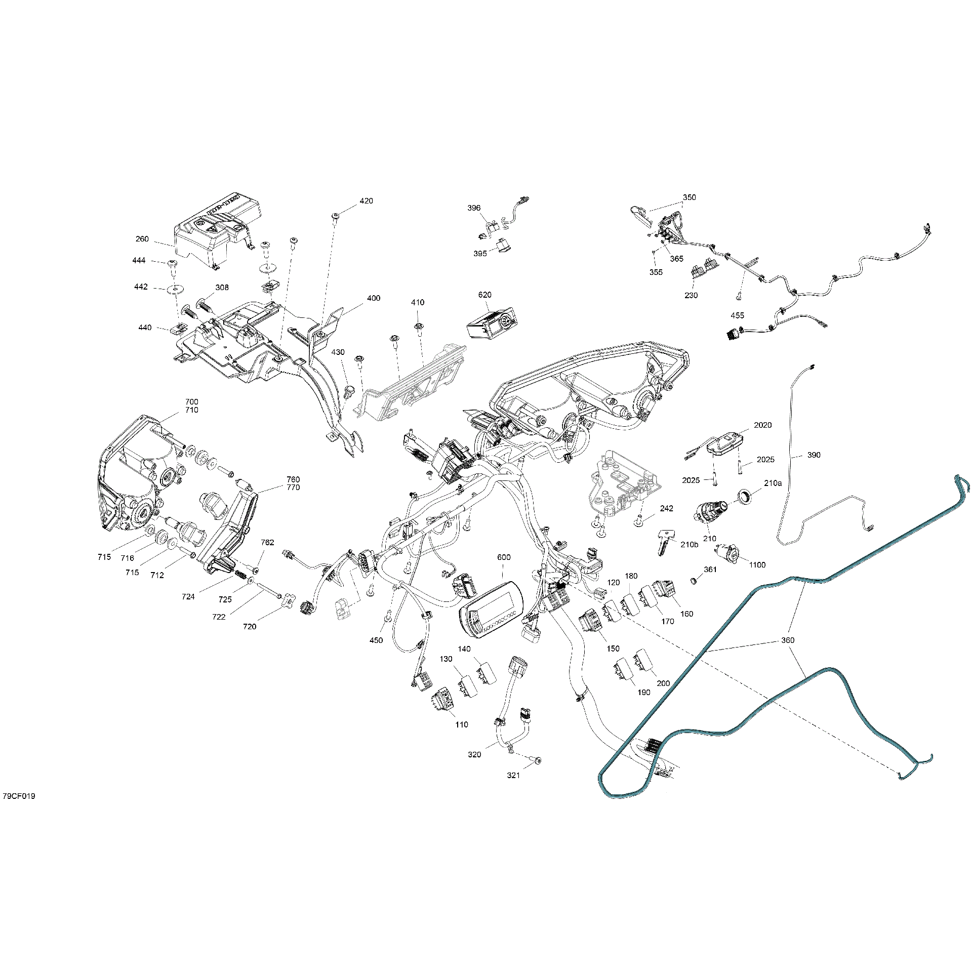 An Image of a Genuine Can-Am Parts Schematic Diagram showing the schematic - ELECTRIC - FRONT SECTION