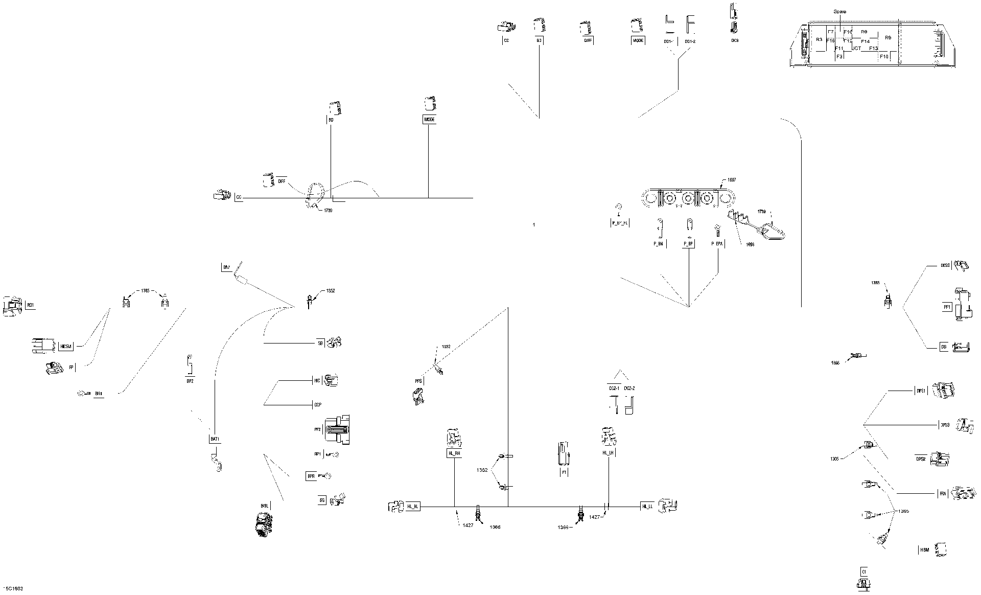 An Image of a Genuine Can-Am Parts Schematic Diagram showing the schematic - MAIN HARNESS