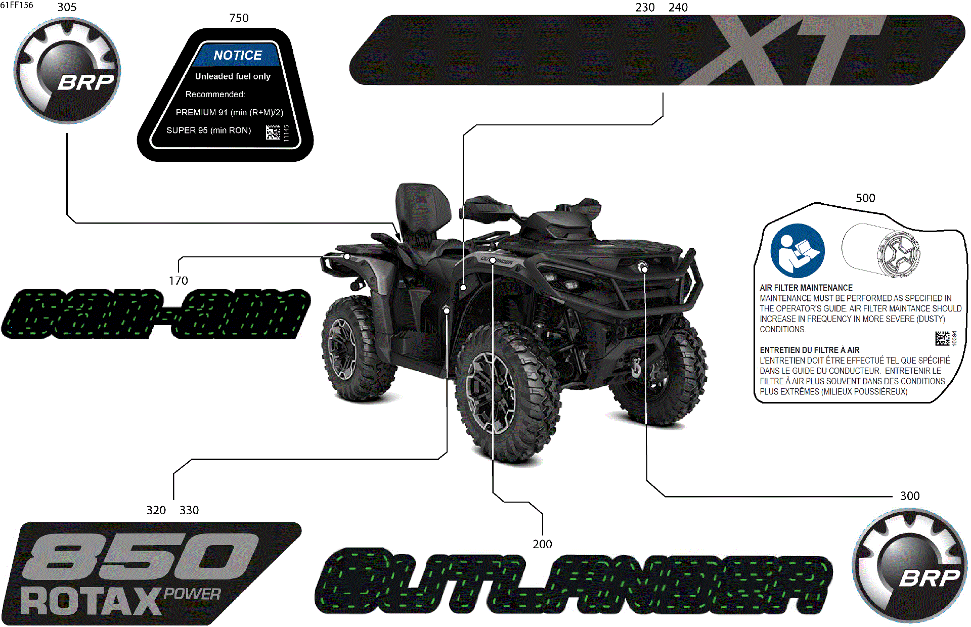 An Image of a Genuine Can-Am Parts Schematic Diagram showing the schematic - BODY - FEATURE DECALS
