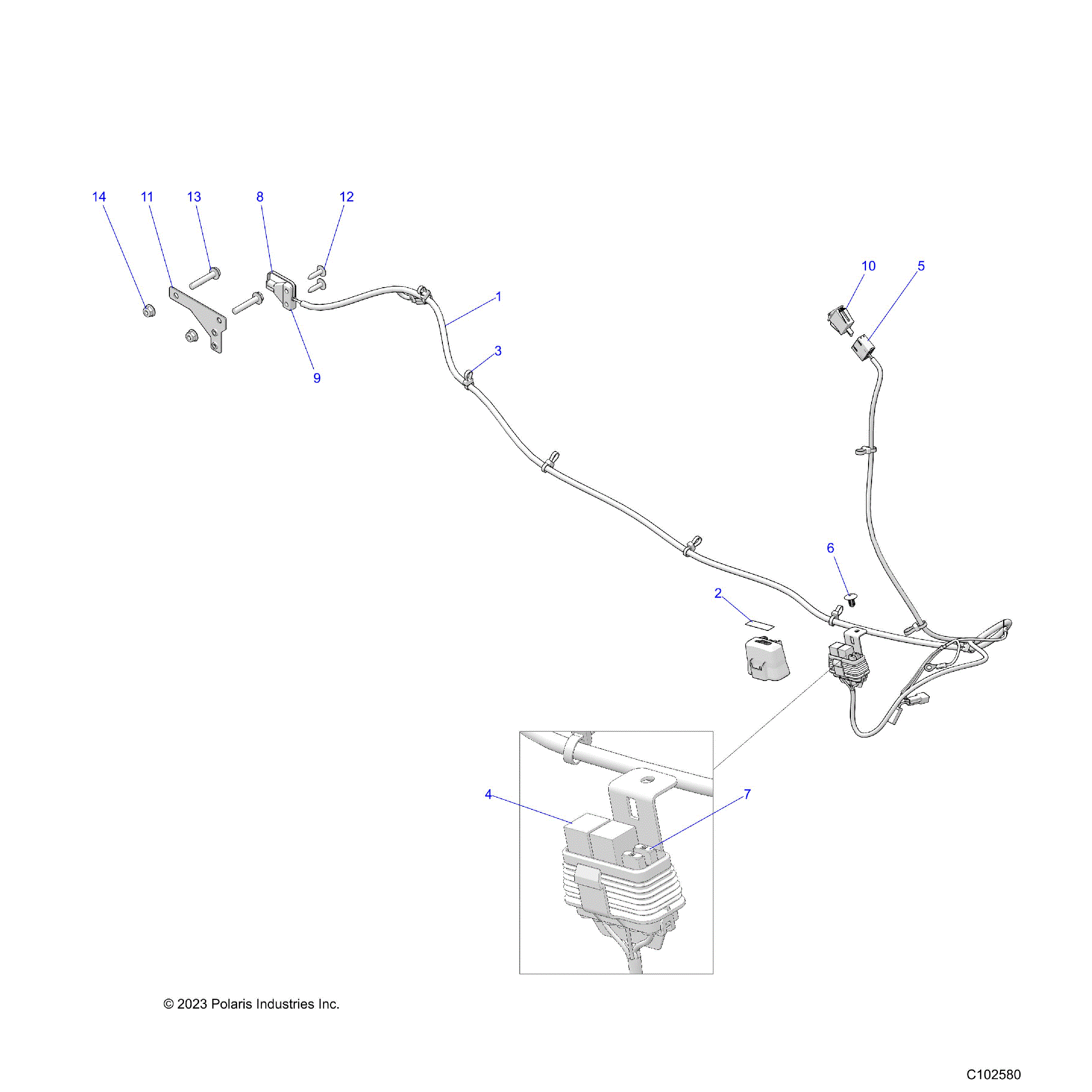 An Image of a Genuine Polaris Parts Schematic Diagram showing the schematic - ELECTRICAL: ACCESSORY HARNESS - 2025 POLARIS SPORTSMAN 570 UTILITY
