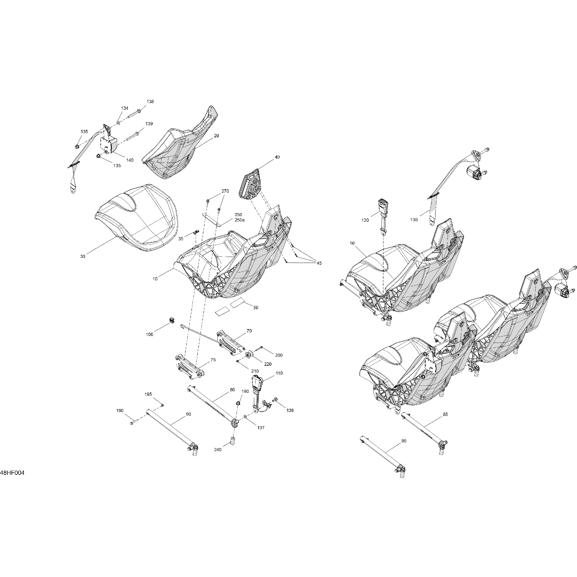 An Image of a Genuine Can-Am Parts Schematic Diagram showing the schematic - BODY - SEAT