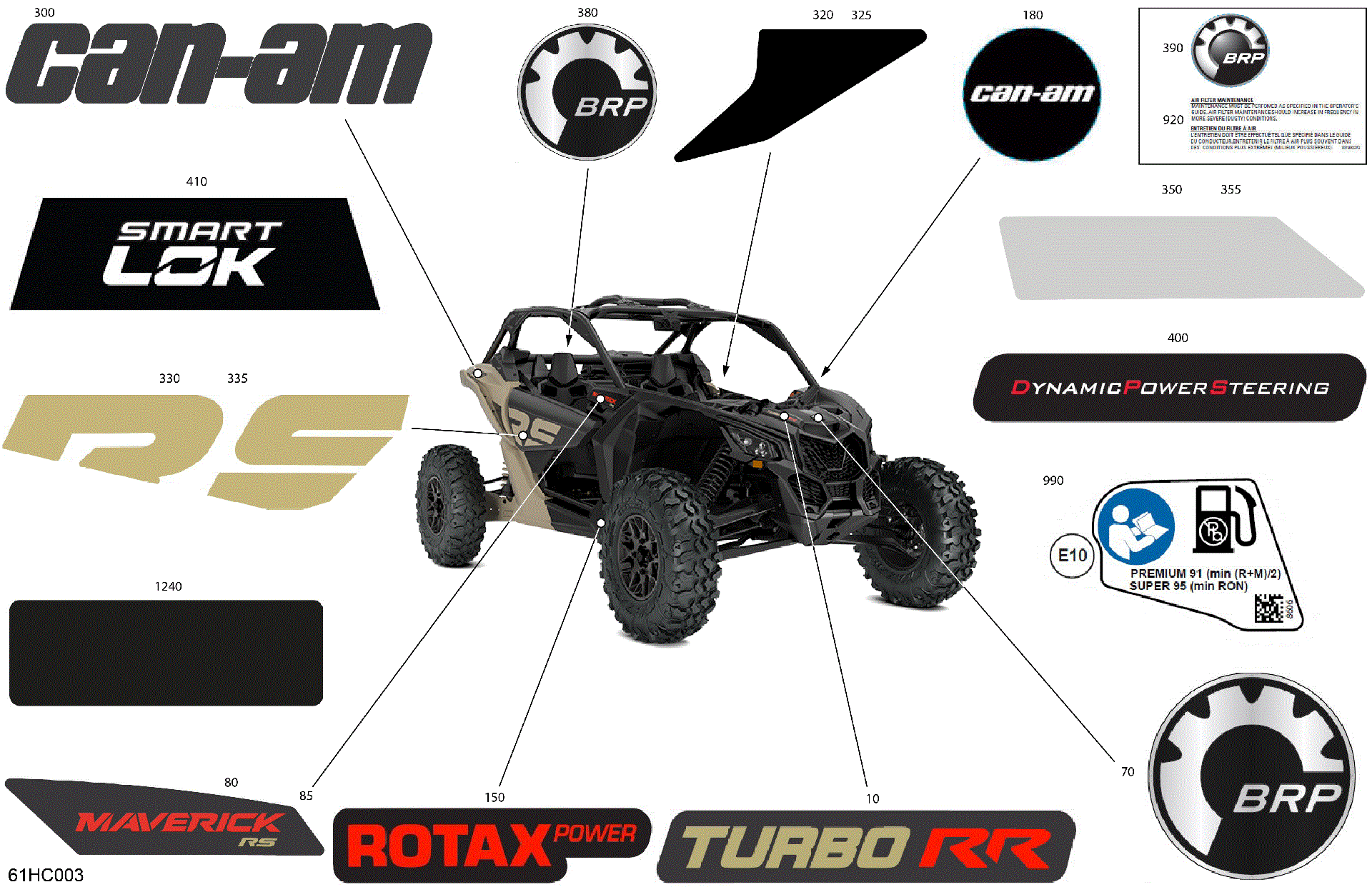 An Image of a Genuine Can-Am Parts Schematic Diagram showing the schematic - BODY - DECALS