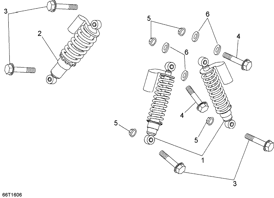 An Image of a Genuine Can-Am Parts Schematic Diagram showing the schematic - SHOCKS