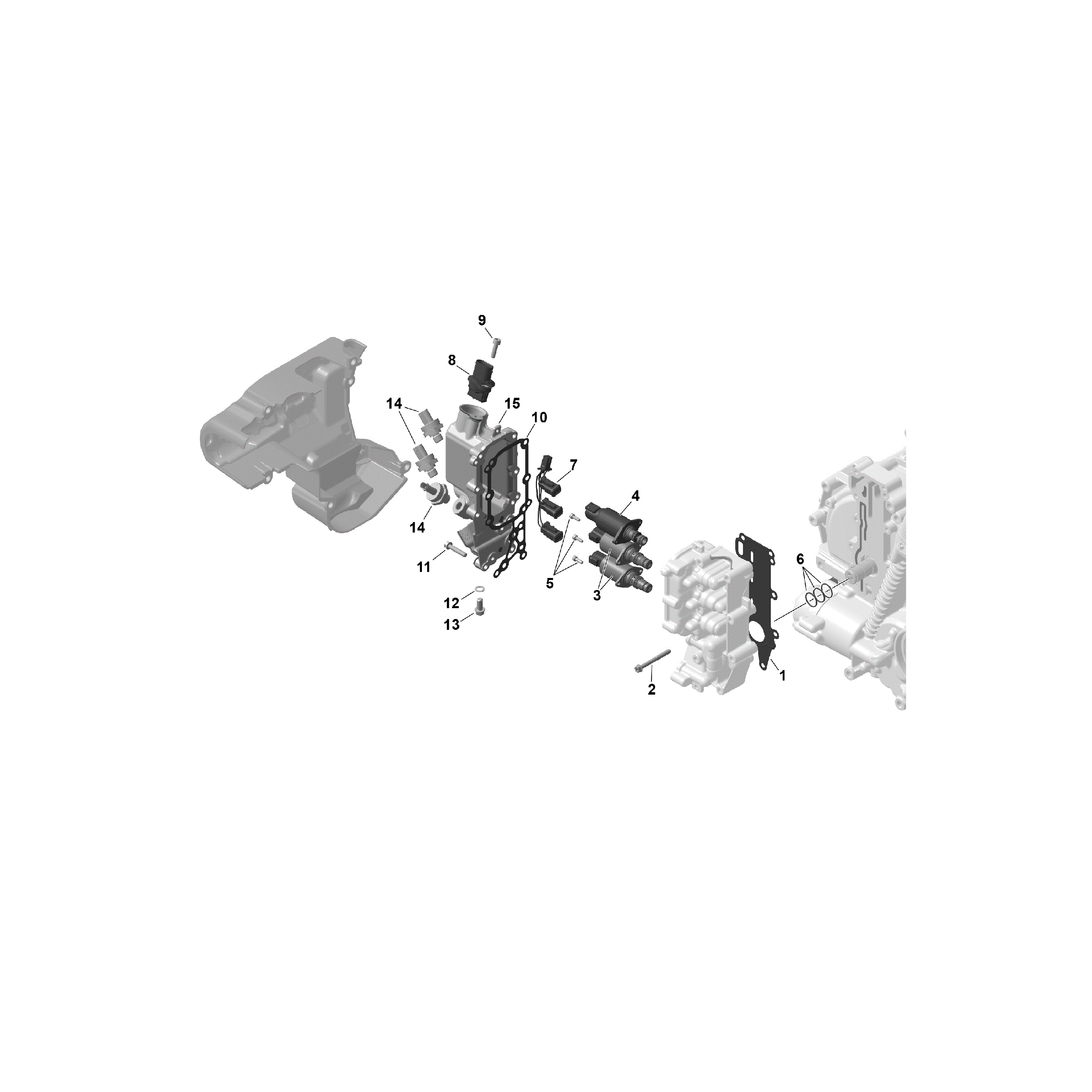An Image of a Genuine Can-Am Parts Schematic Diagram showing the schematic - ROTAX - GEARBOX HYDRAULIC HOUSING