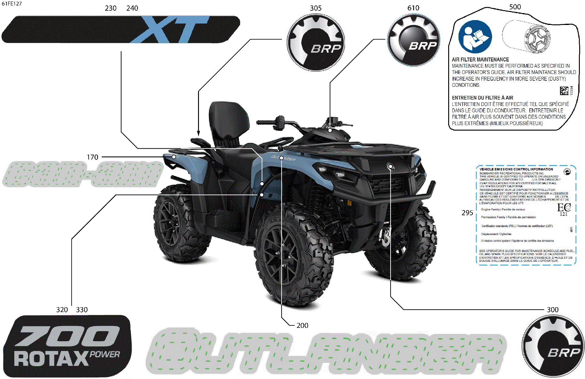 An Image of a Genuine Can-Am Parts Schematic Diagram showing the schematic - BODY - FEATURE DECALS