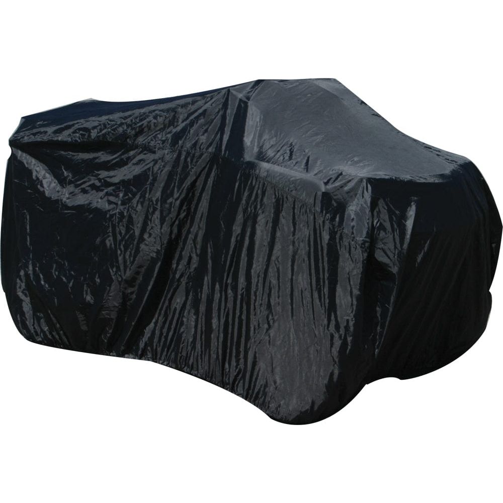 The ATV Cover Black 2X by Open Trail is a large, dark, waterproof cover that fully conceals and protects your ATV from the elements.