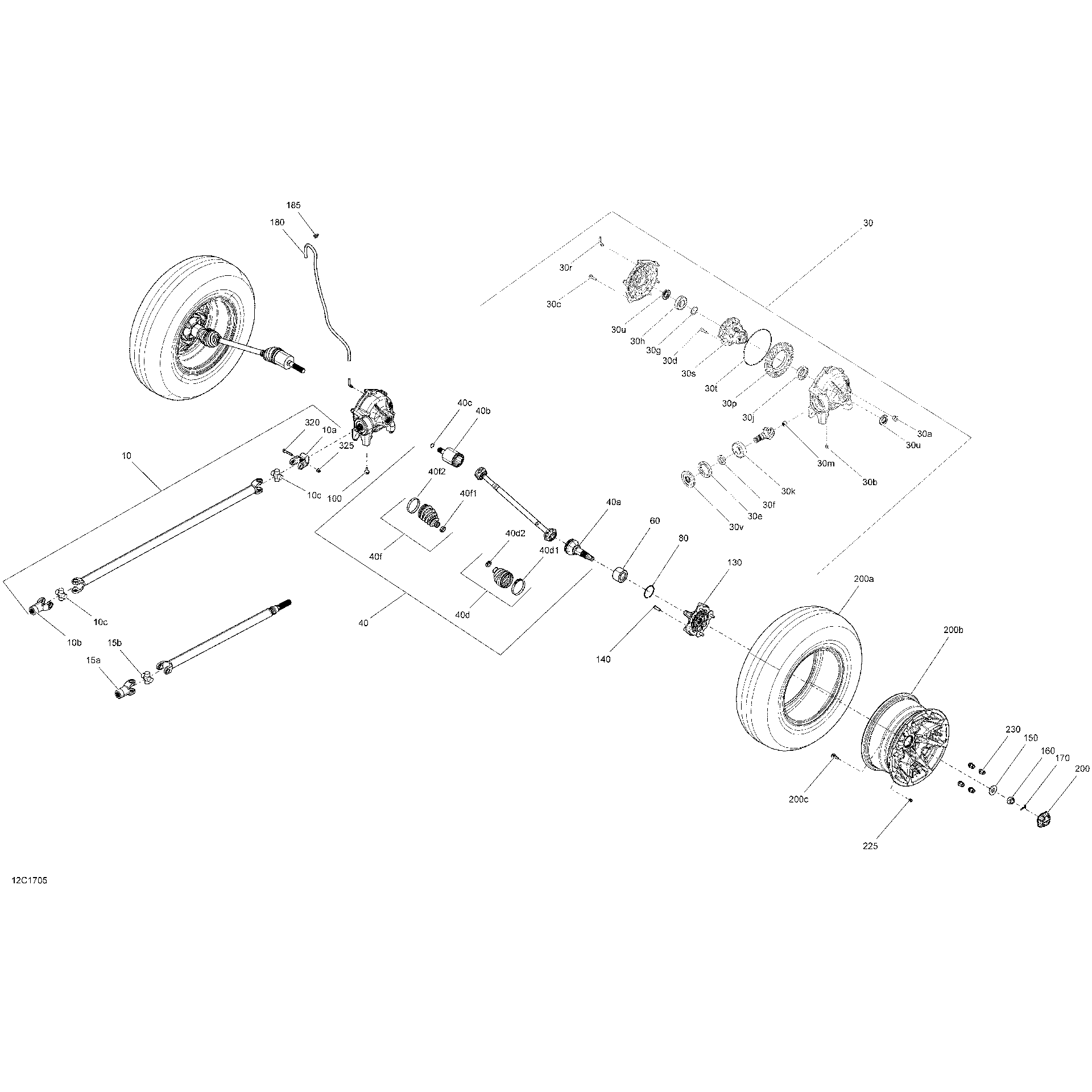 An Image of a Genuine Can-Am Parts Schematic Diagram showing the schematic - DRIVE SYSTEM FRONT - ALL MODELS