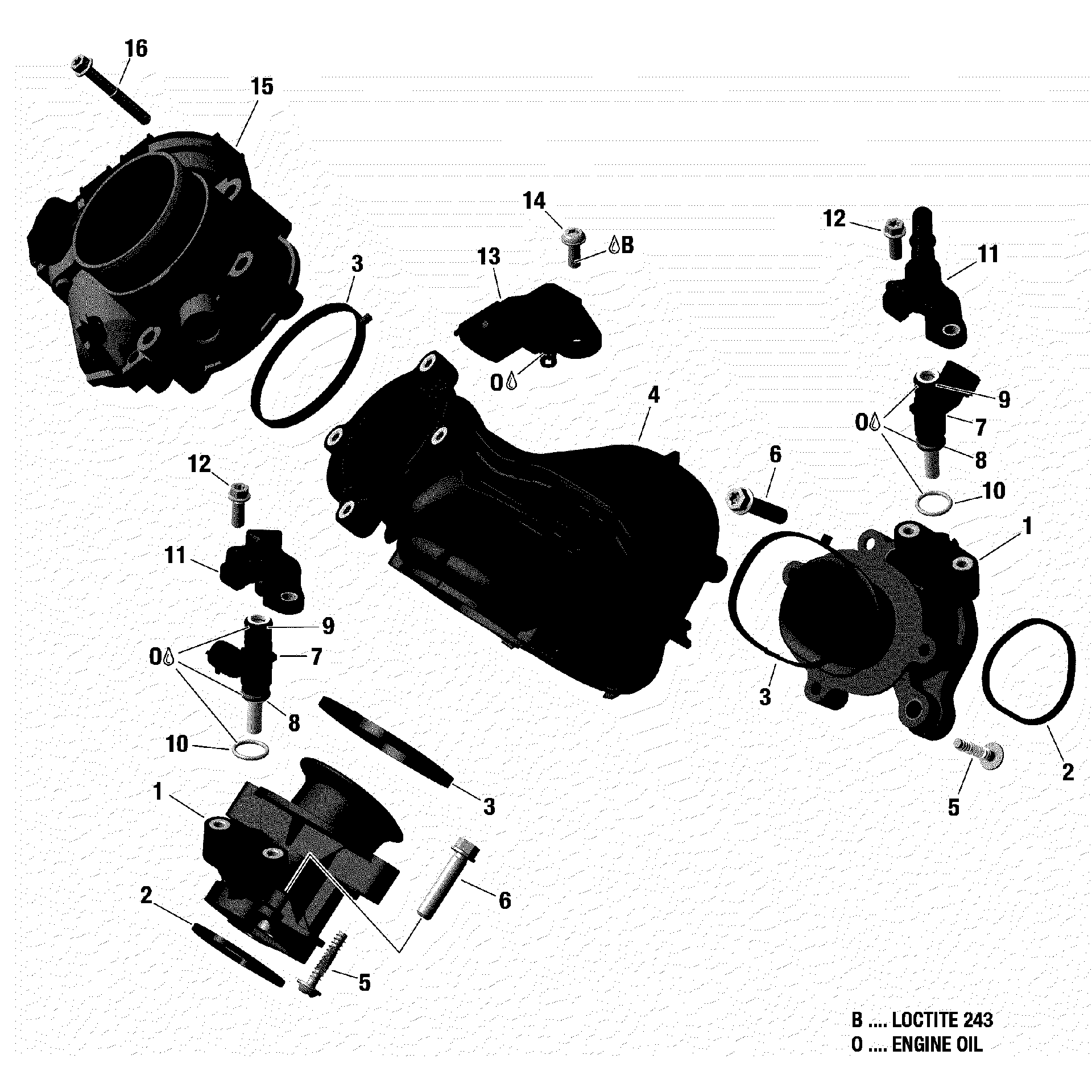 An Image of a Genuine Can-Am Parts Schematic Diagram showing the schematic - AIR INTAKE MANIFOLD AND THROTTLE BODY