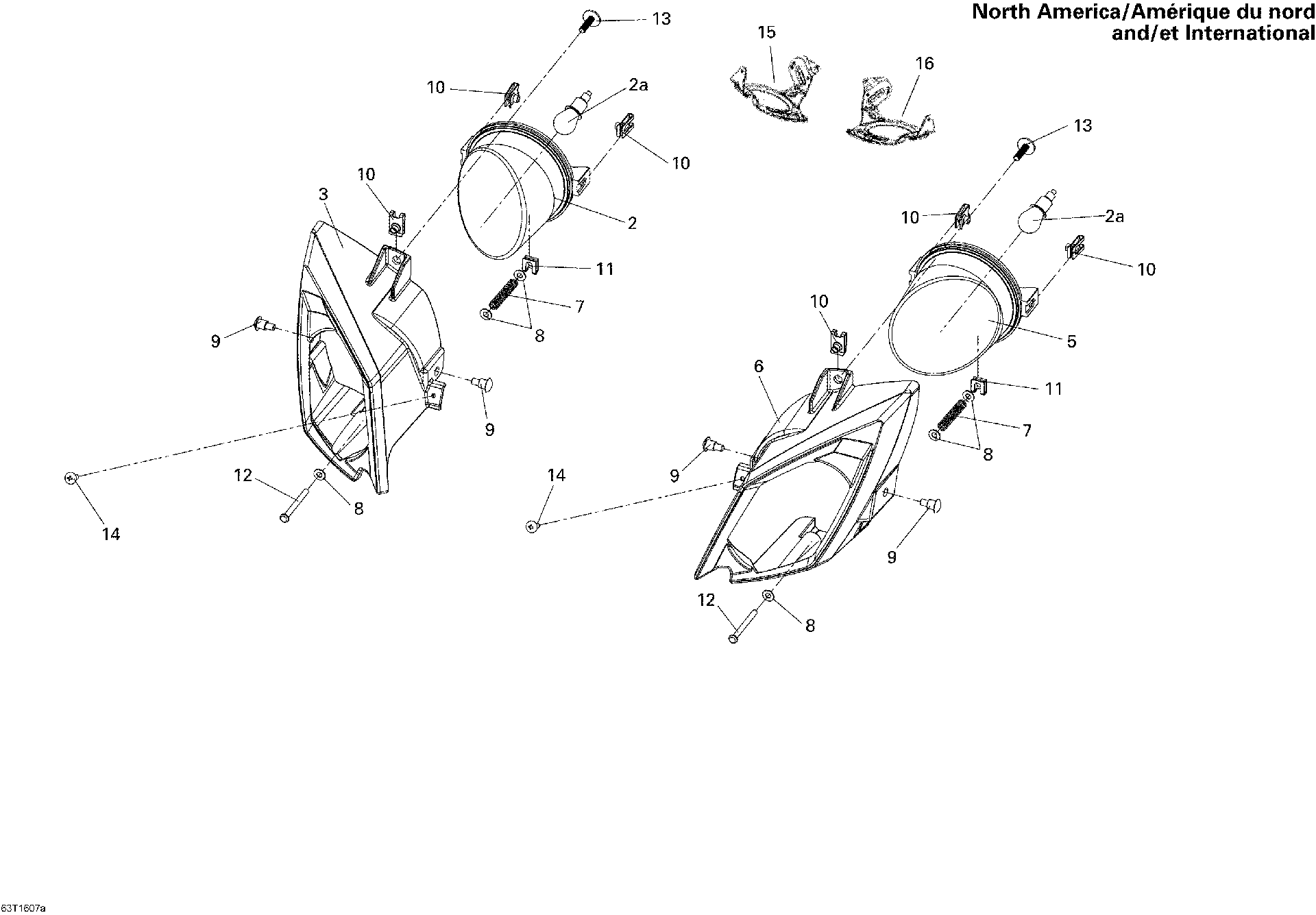 An Image of a Genuine Can-Am Parts Schematic Diagram showing the schematic - HEADLIGHTS  