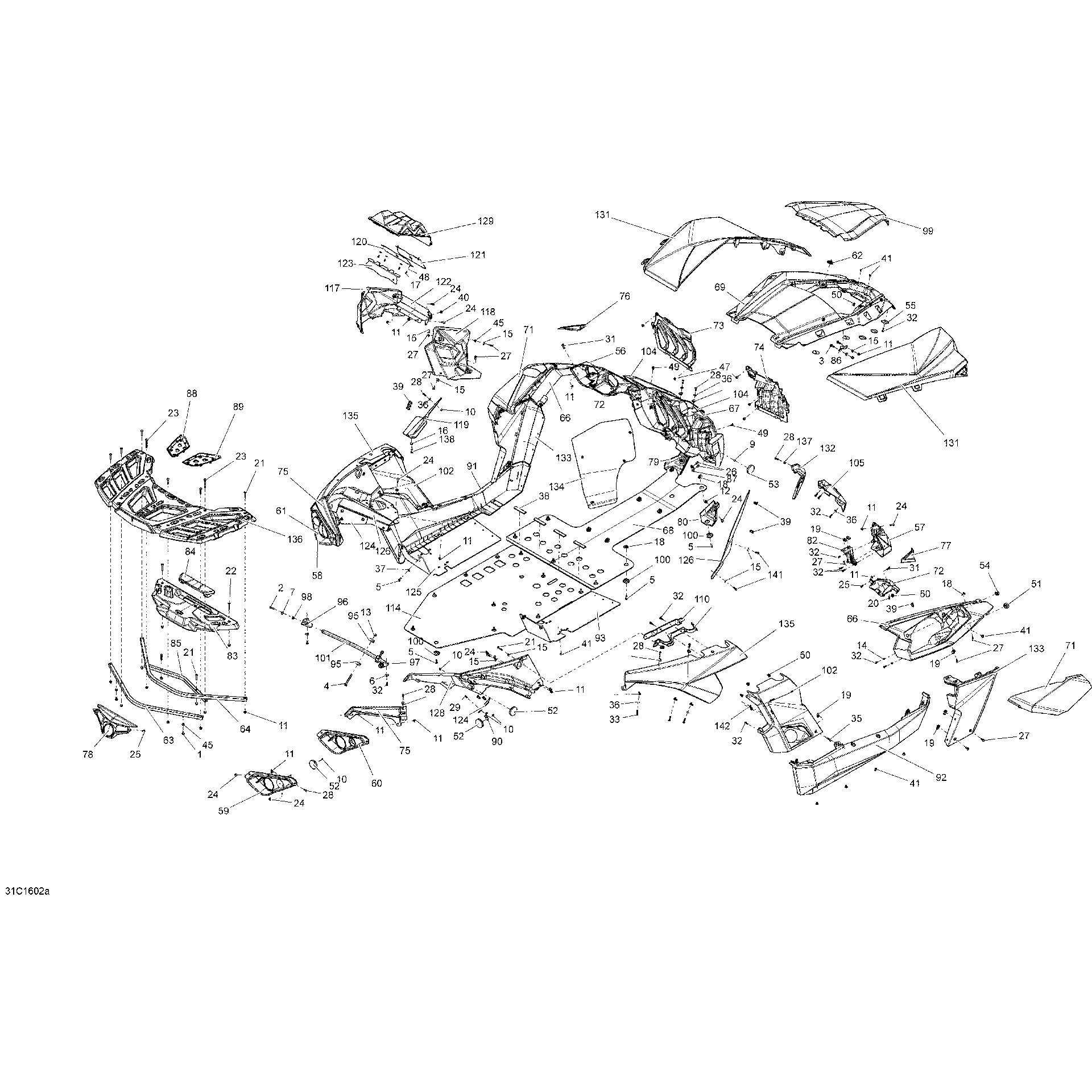 An Image of a Genuine Can-Am Parts Schematic Diagram showing the schematic - BODY AND ACCESSORIES