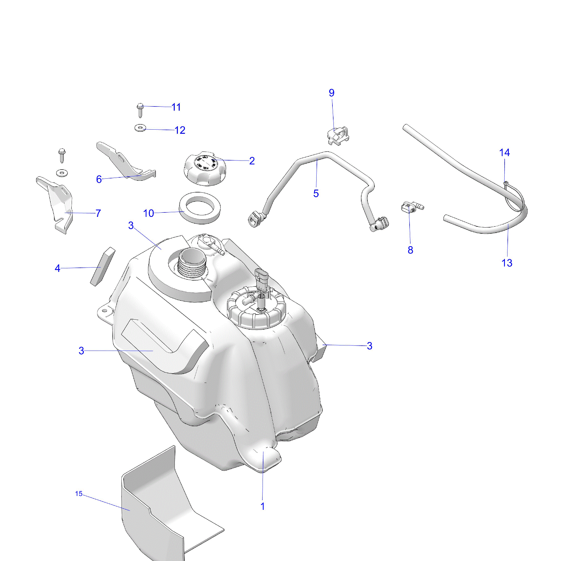 An Image of a Genuine Polaris Parts Schematic Diagram showing the schematic - FUEL SYSTEM: FUEL TANK ASM. - 2026 POLARIS SPORTSMAN TOURING 570