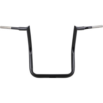 The Bro Bar - Black by Trask features raised grips and a tall, rectangular ape hanger design, displayed against a white background.