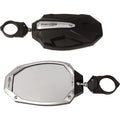Photon Side View Mirror Oval Black / Silver 1.75" ROPS Pair by Seizmik