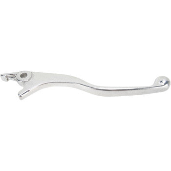 The Brake Lever Polished by Parts Unlimited is a silver alloy replacement for motorcycles, featuring a smooth, slightly curved design and rounded end, shown isolated on a white background.
