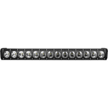 20-inch black LED light bar with 16 round clear lenses and amber backlight by Rigid Industries.
