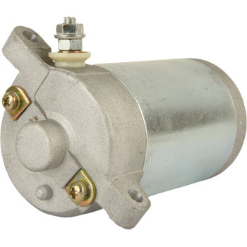 The Starter Motor by Parts Unlimited is a metallic cylindrical part with mounting brackets and electrical terminals, designed to OEM specs for vehicle or machinery starters, shown against a plain white background.