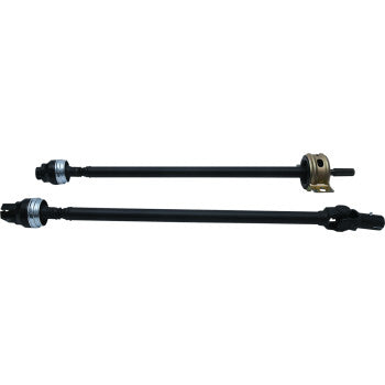 The Complete Propeller Shaft by All Balls features two black metal shafts with greaseable U-joints and mounting hardware at each end, displayed horizontally on a white background.