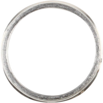 Silver metallic round exhaust gasket with a smooth surface and slight texture.
