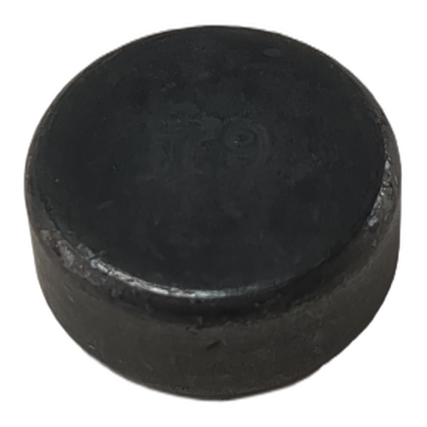Black cylindrical clutch roller weight with smooth surface and stamped markings.