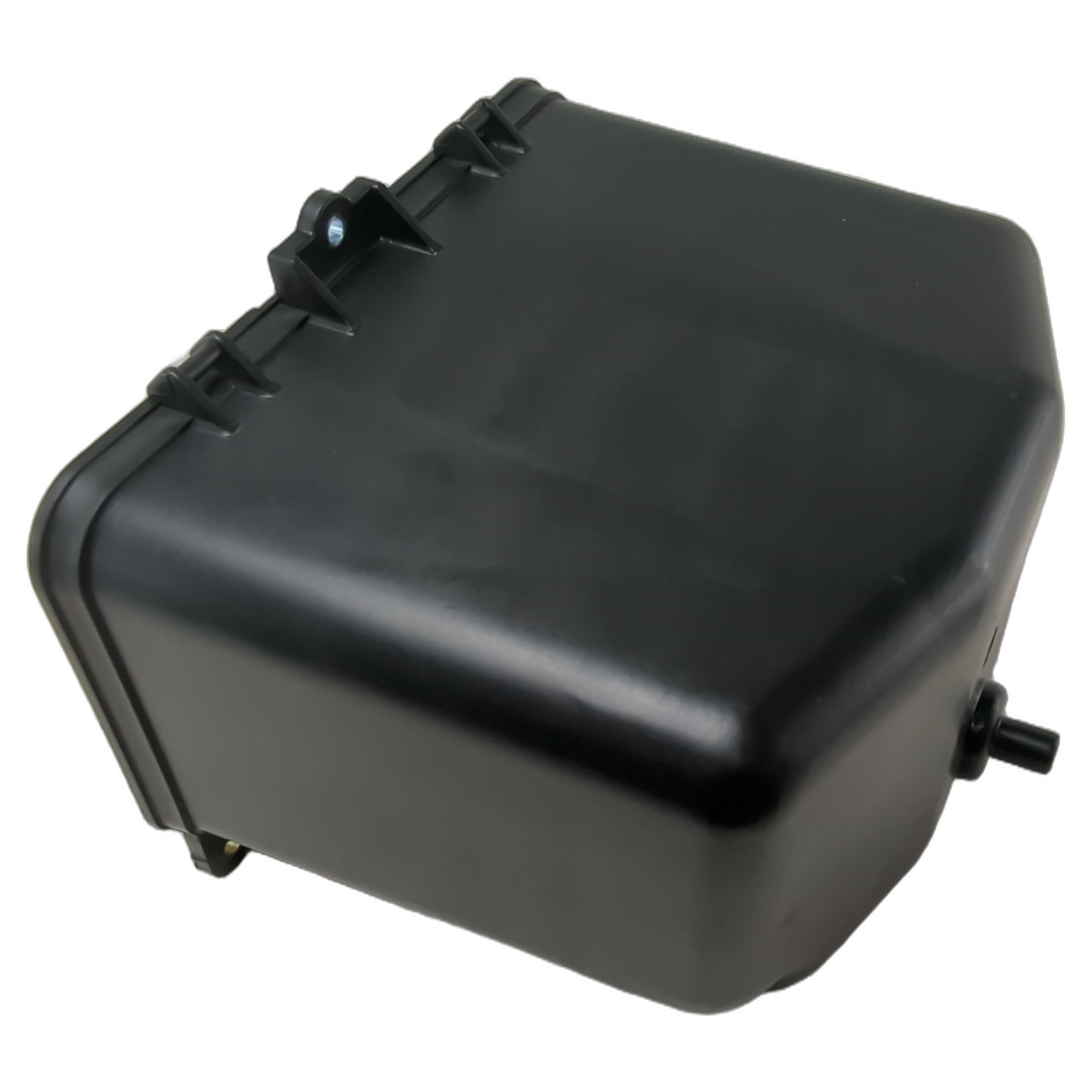 Black plastic lower air filter housing for CFMOTO UTVs, rectangular with rounded edges and mounting points.
