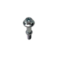 Silver metal bolt with integrated washer and threaded end for securing parts.