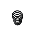 Black coiled metal clutch spring with uniform thickness and tightly wound loops.