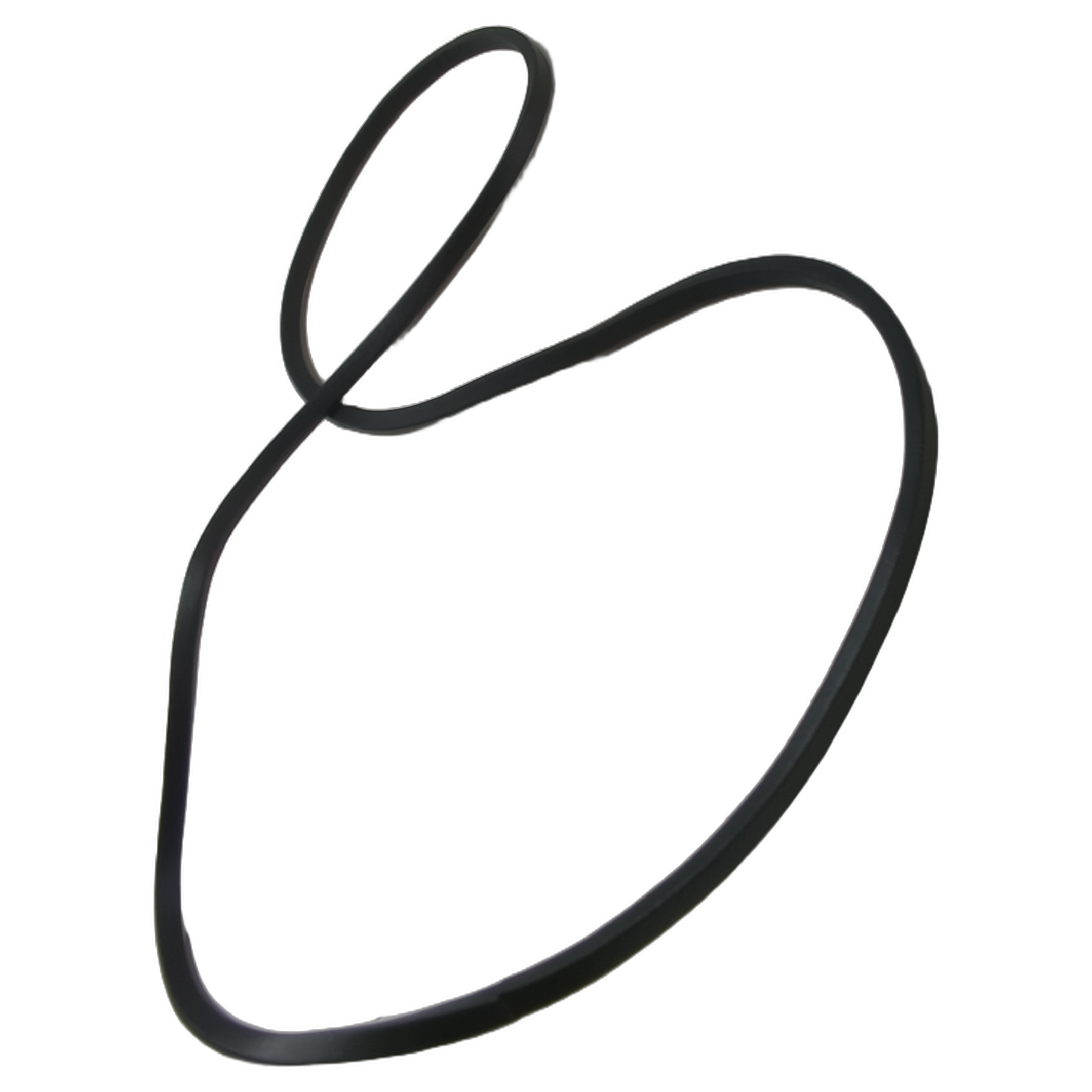 Black rubber gasket seal for air filter cover with flexible, irregular loop shape.