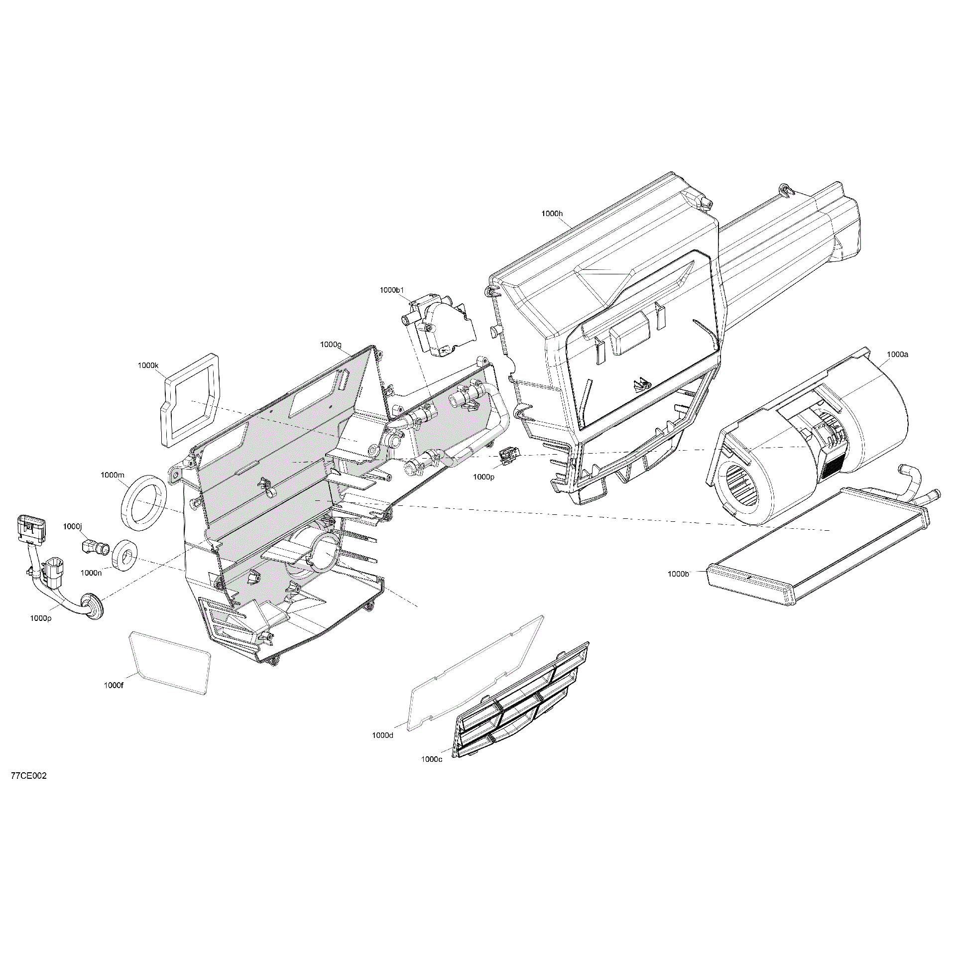 An Image of a Genuine Can-Am Parts Schematic Diagram showing the schematic - ENCLOSURE CAB - AIR CONDITIONING UNIT