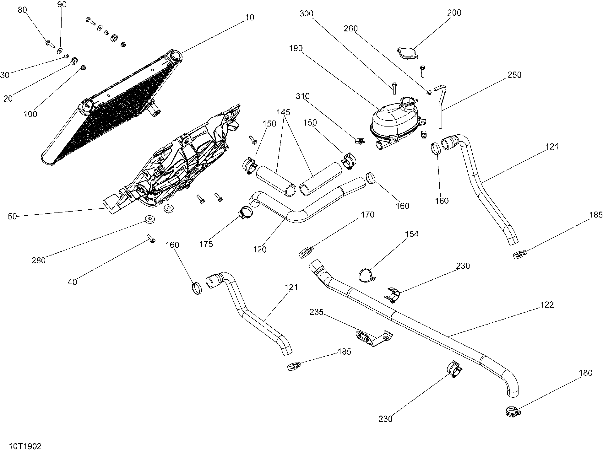 An Image of a Genuine Can-Am Parts Schematic Diagram showing the schematic - COOLING - 570 EFI - EXCEPT X MR
