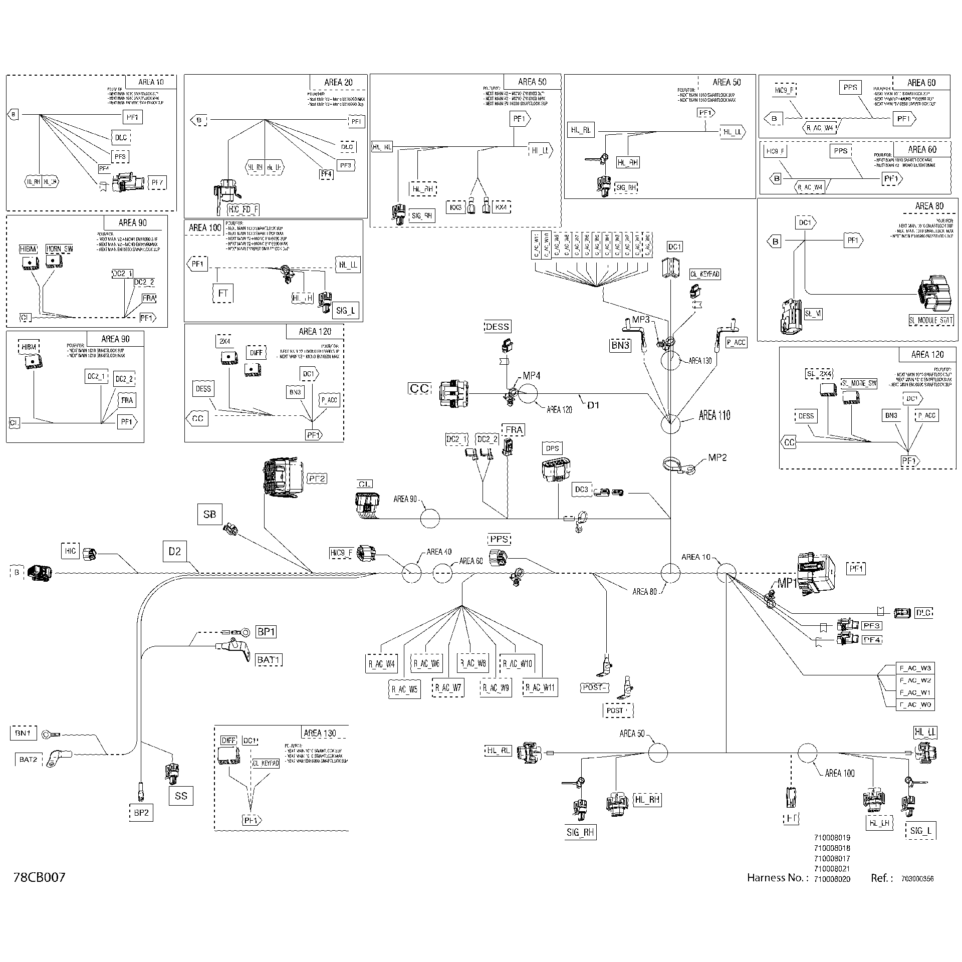 An Image of a Genuine Can-Am Parts Schematic Diagram showing the schematic - ELECTRIC - MAIN HARNESS - 710008021