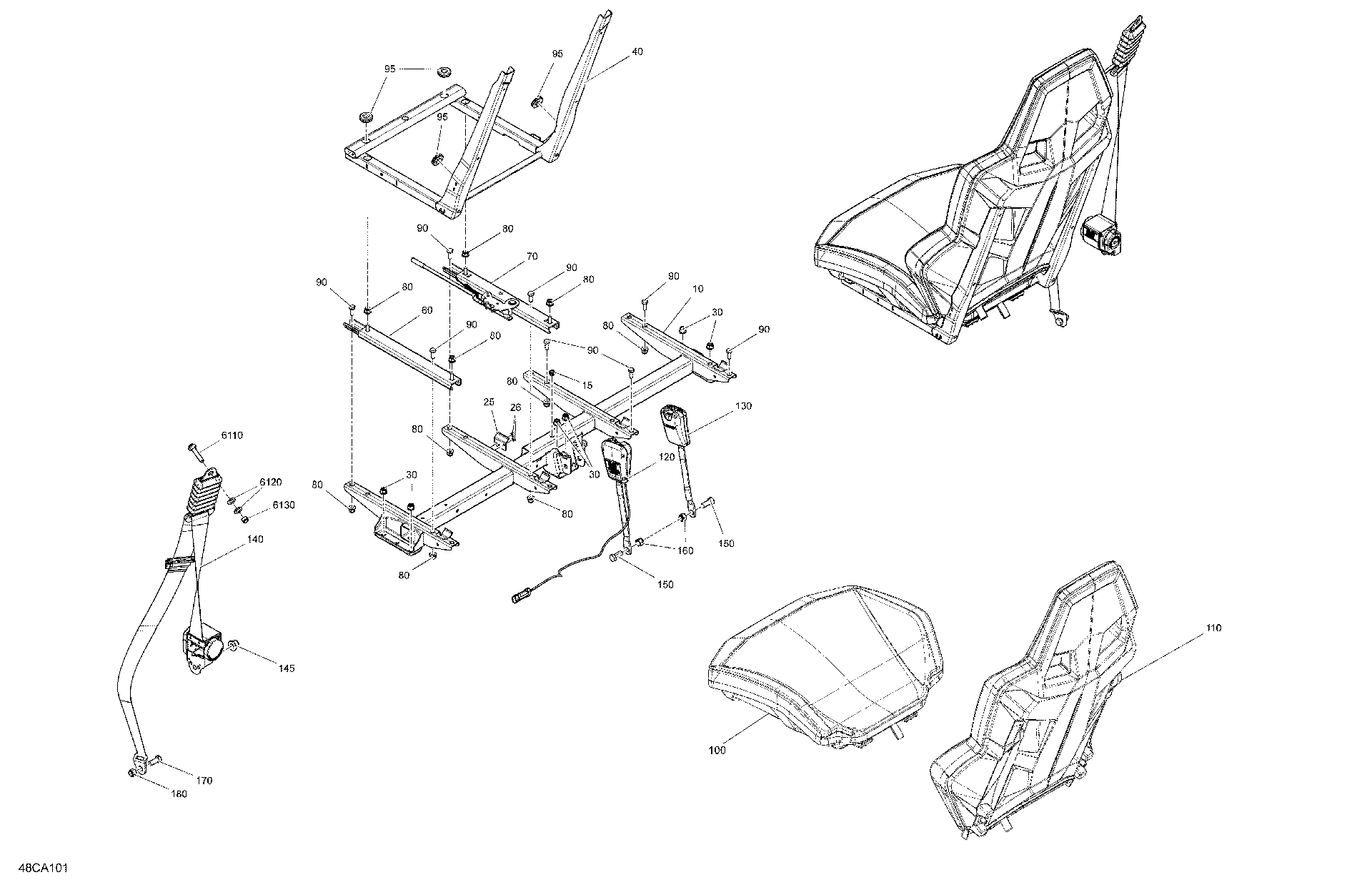 An Image of a Genuine Can-Am Parts Schematic Diagram showing the schematic - BODY - SEAT