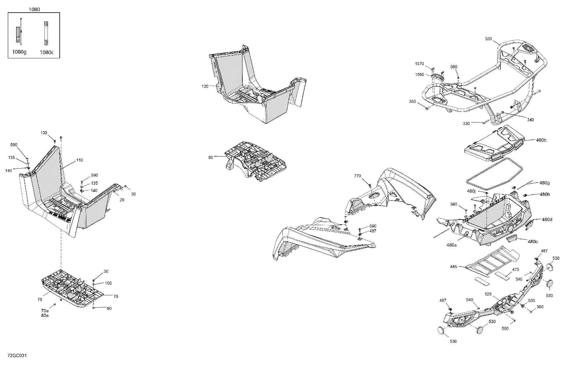 An Image of a Genuine Can-Am Parts Schematic Diagram showing the schematic - BODY - REAR SECTION