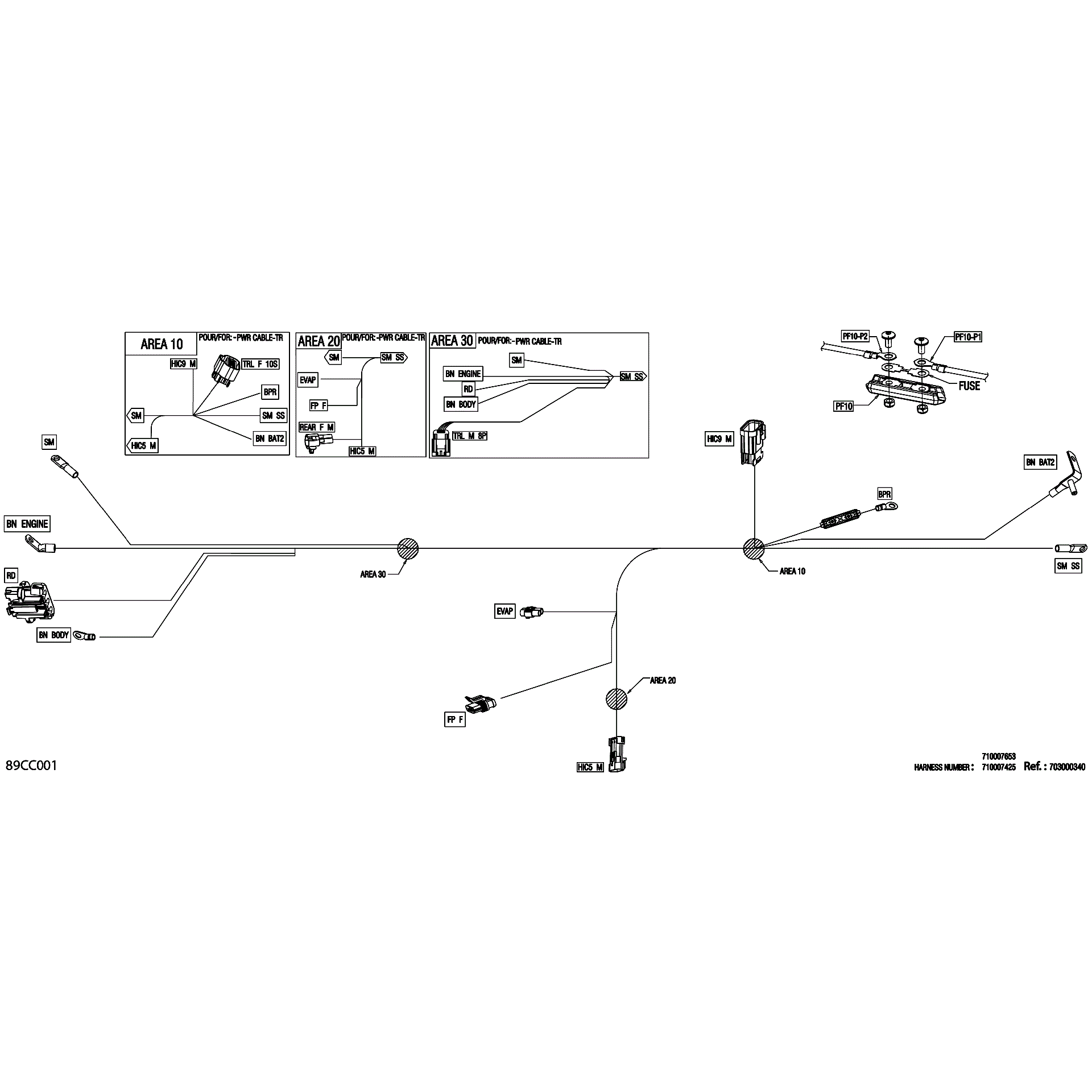 An Image of a Genuine Can-Am Parts Schematic Diagram showing the schematic - ELECTRIC - WIRING VOLTAGE REGULATOR - 710007425