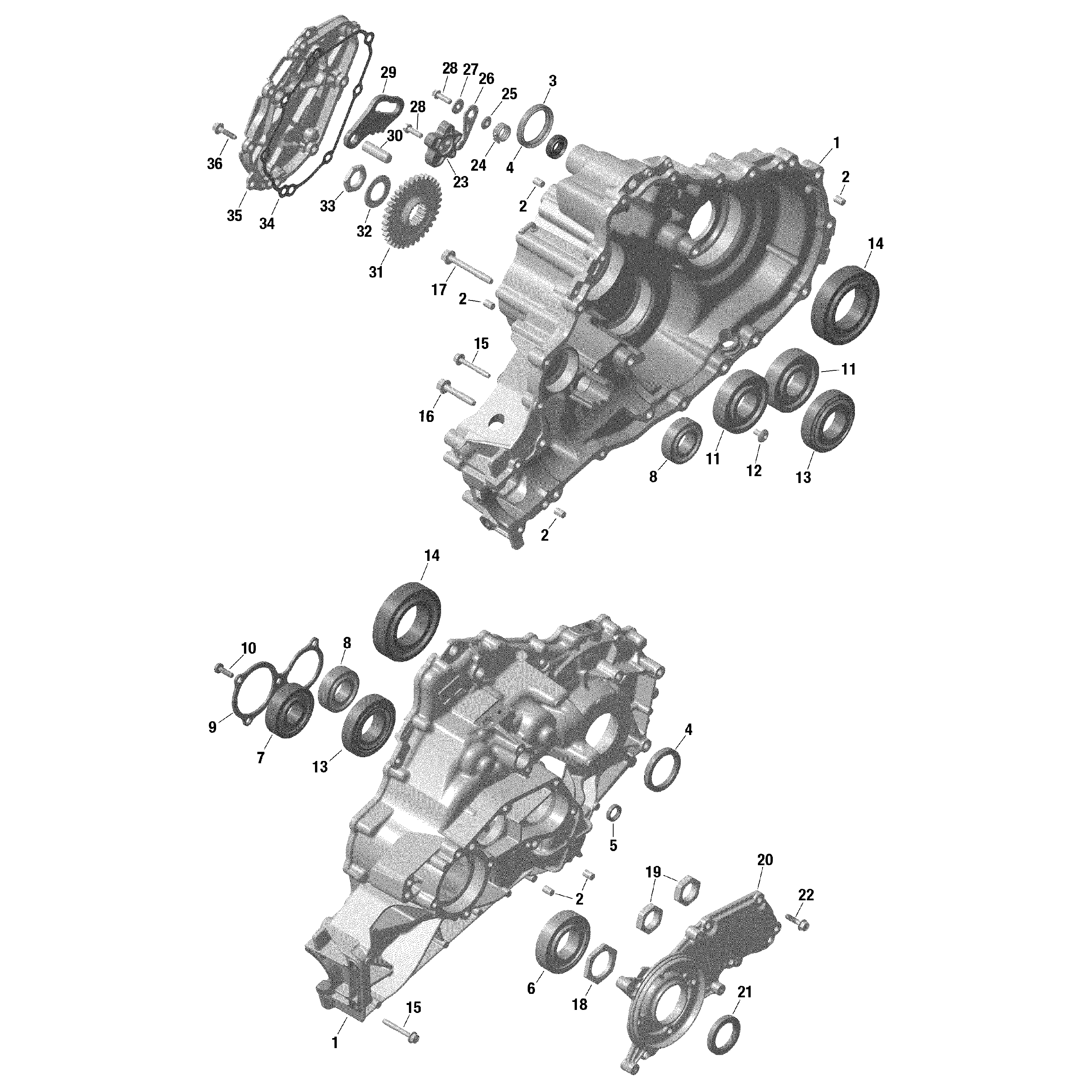 An Image of a Genuine Can-Am Parts Schematic Diagram showing the schematic - ROTAX - GEAR BOX 1 - 506
