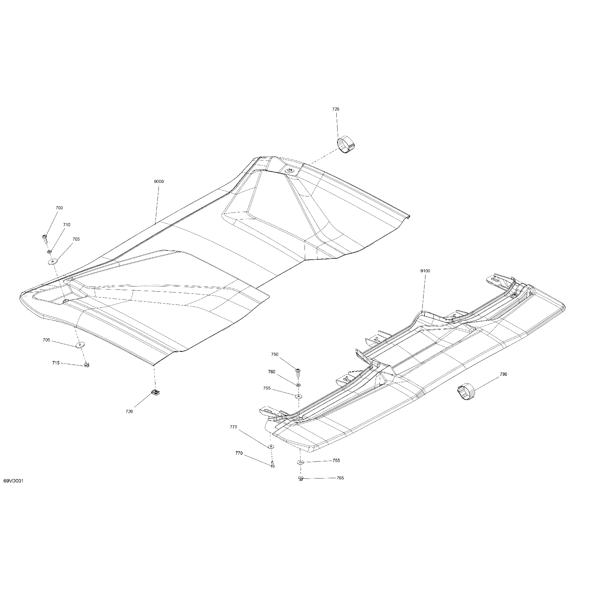 An Image of a Genuine Can-Am Parts Schematic Diagram showing the schematic - BODY - ROOF
