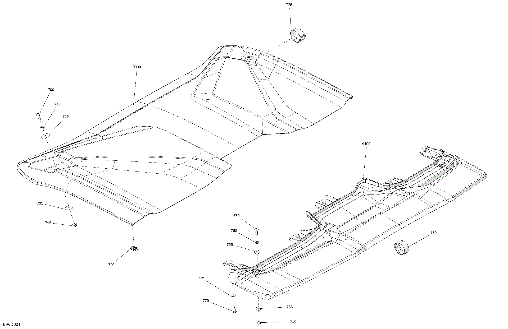 An Image of a Genuine Can-Am Parts Schematic Diagram showing the schematic - BODY - ROOF