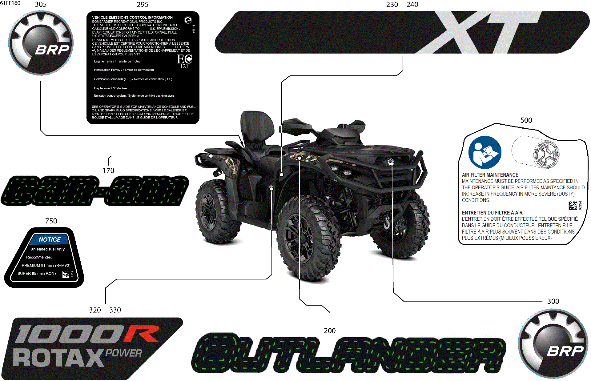 An Image of a Genuine Can-Am Parts Schematic Diagram showing the schematic - BODY - FEATURE DECALS