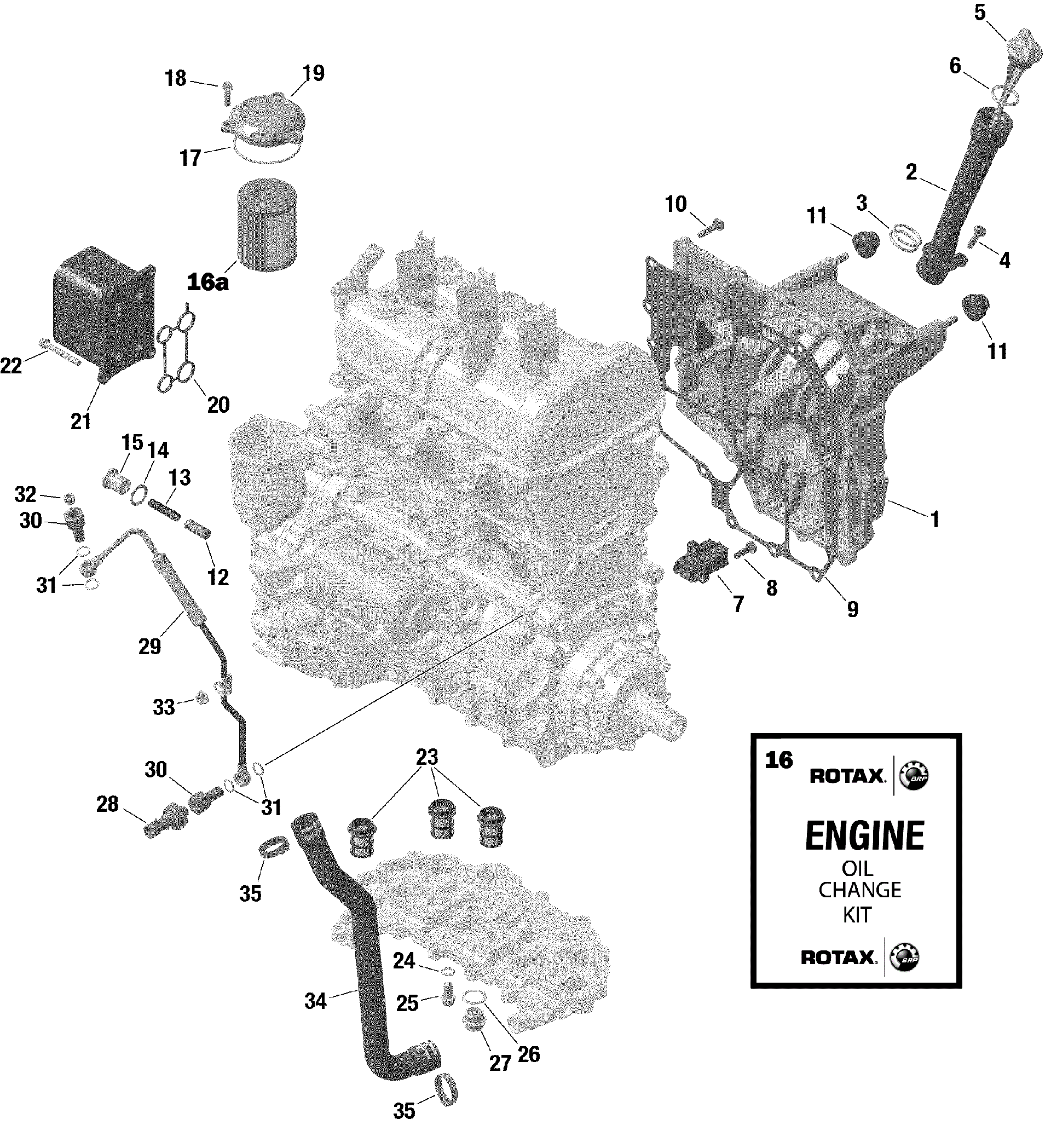An Image of a Genuine Can-Am Parts Schematic Diagram showing the schematic - ROTAX - ENGINE LUBRICATION