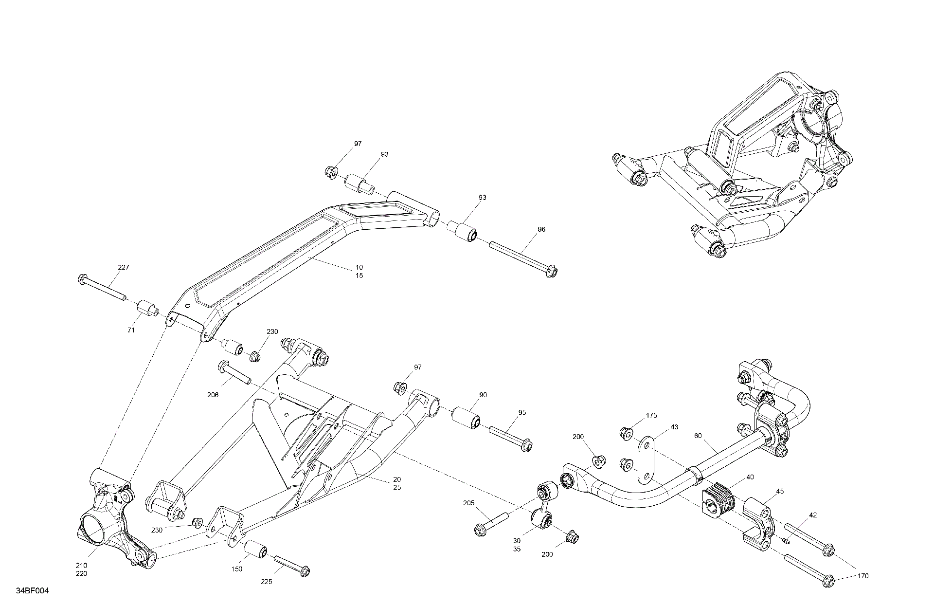 An Image of a Genuine Can-Am Parts Schematic Diagram showing the schematic - SUSPENSION - REAR COMPONENTS