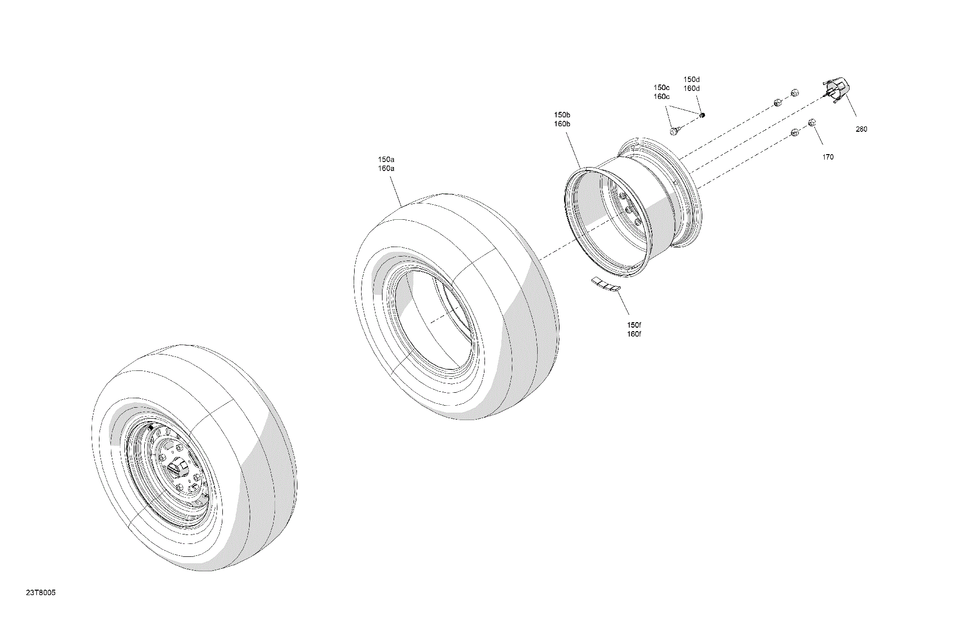 An Image of a Genuine Can-Am Parts Schematic Diagram showing the schematic - DRIVE - REAR WHEELS