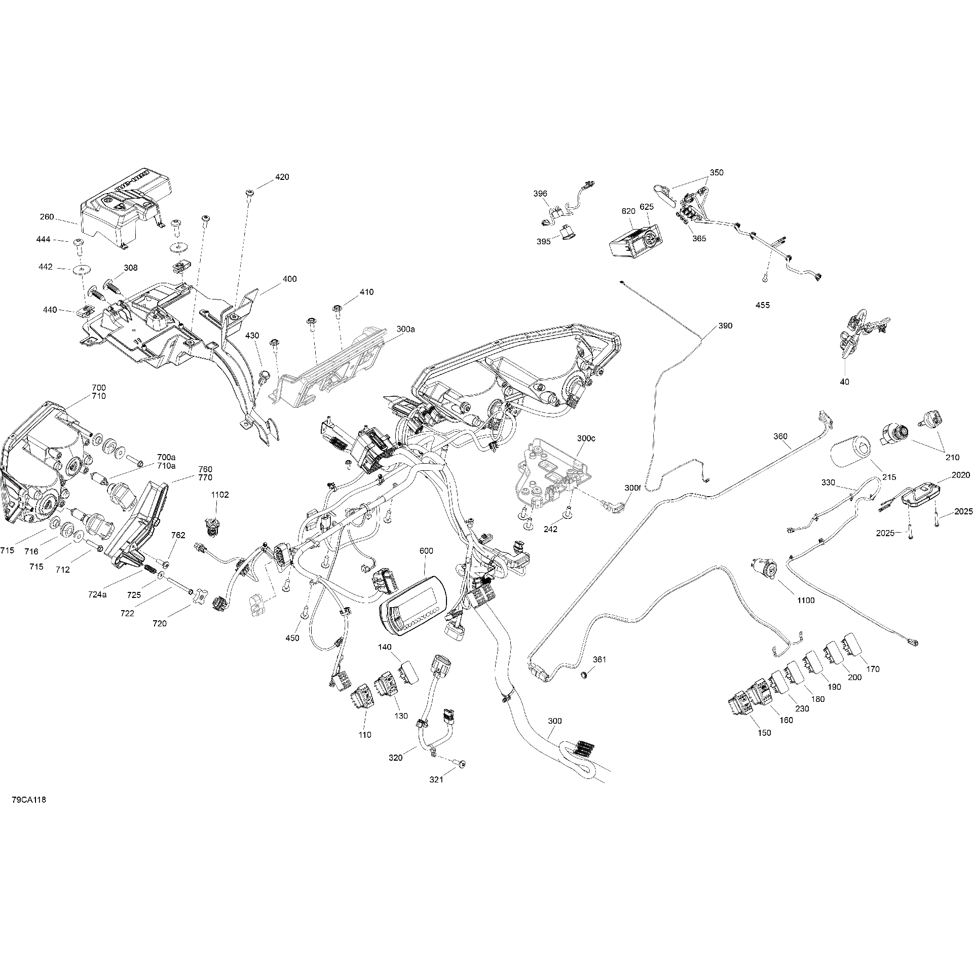 An Image of a Genuine Can-Am Parts Schematic Diagram showing the schematic - ELECTRIC - FRONT SYSTEM