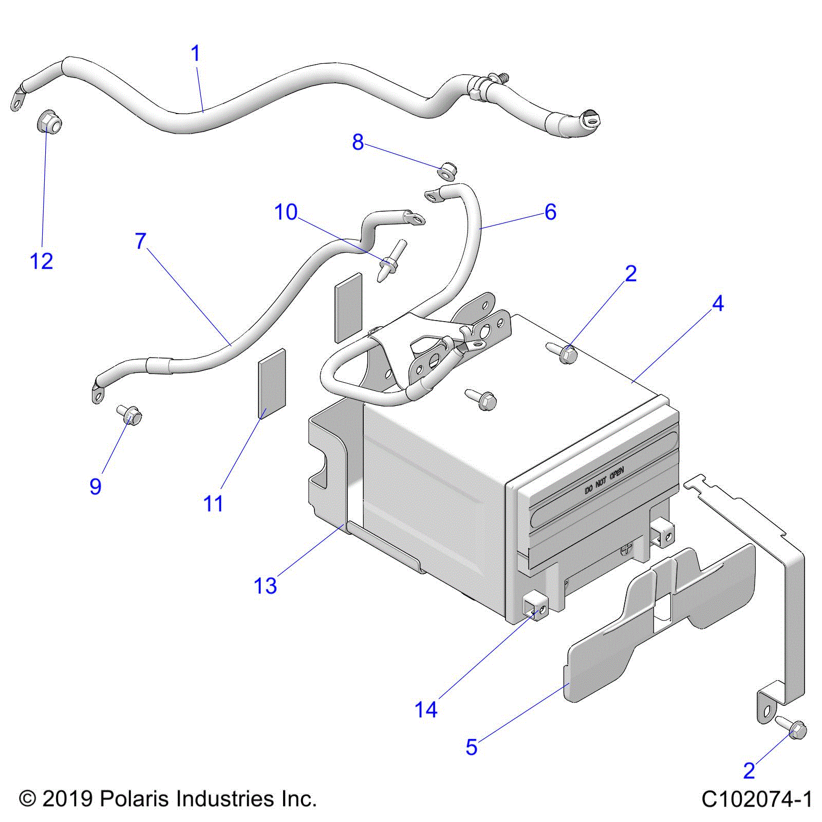 An Image of a Genuine Polaris Parts Schematic Diagram showing the schematic - ELECTRICAL: BATTERY - 2020 POLARIS SCRAMBLER XP 1000 55"