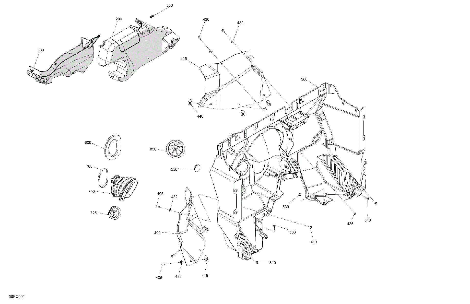 An Image of a Genuine Can-Am Parts Schematic Diagram showing the schematic - CAB INTERIOR - FIREWALL