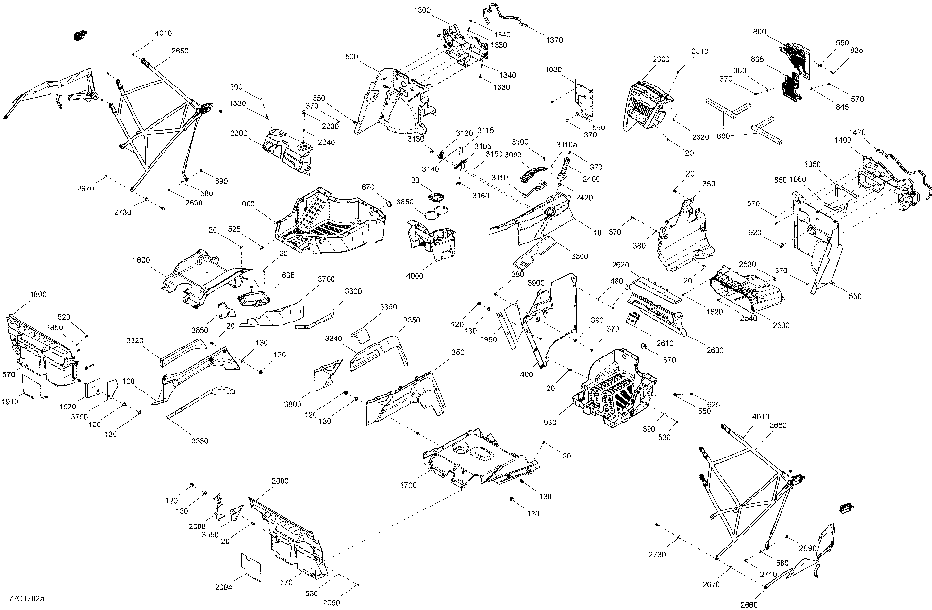 An Image of a Genuine Can-Am Parts Schematic Diagram showing the schematic - CAB INTERIOR - EXCEPT PACKAGE X MR