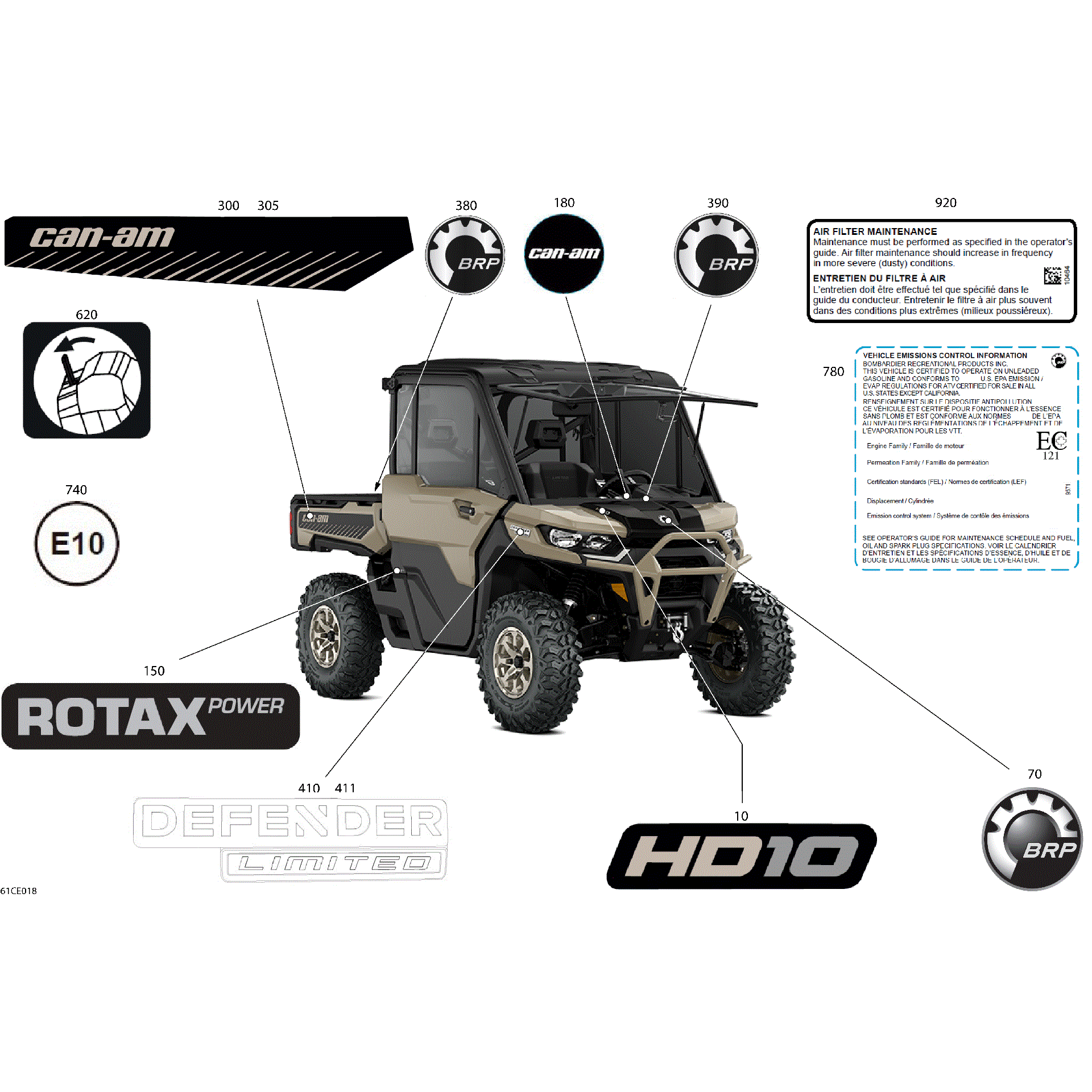 An Image of a Genuine Can-Am Parts Schematic Diagram showing the schematic - BODY - DECALS