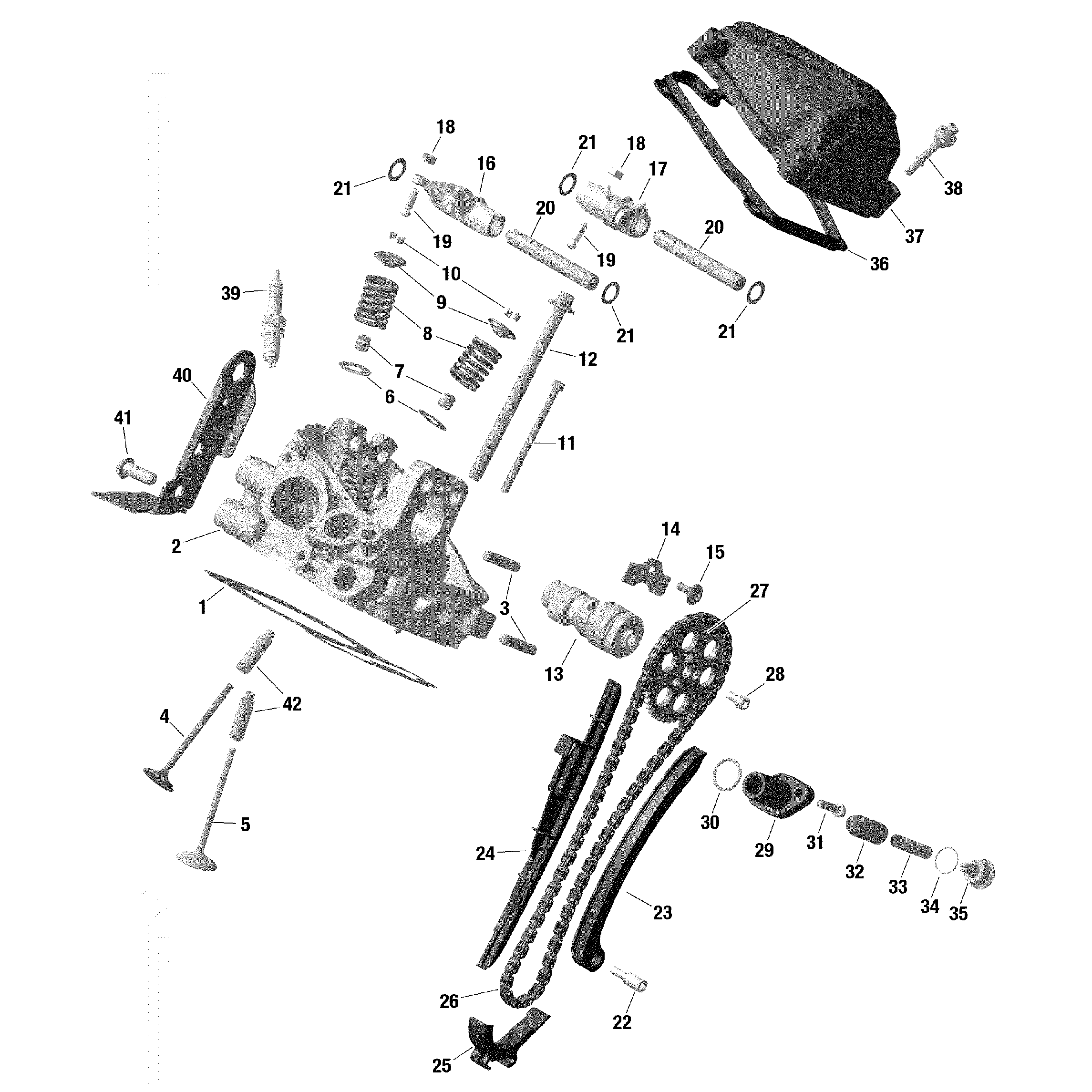 An Image of a Genuine Can-Am Parts Schematic Diagram showing the schematic - ROTAX - CYLINDER HEAD REAR