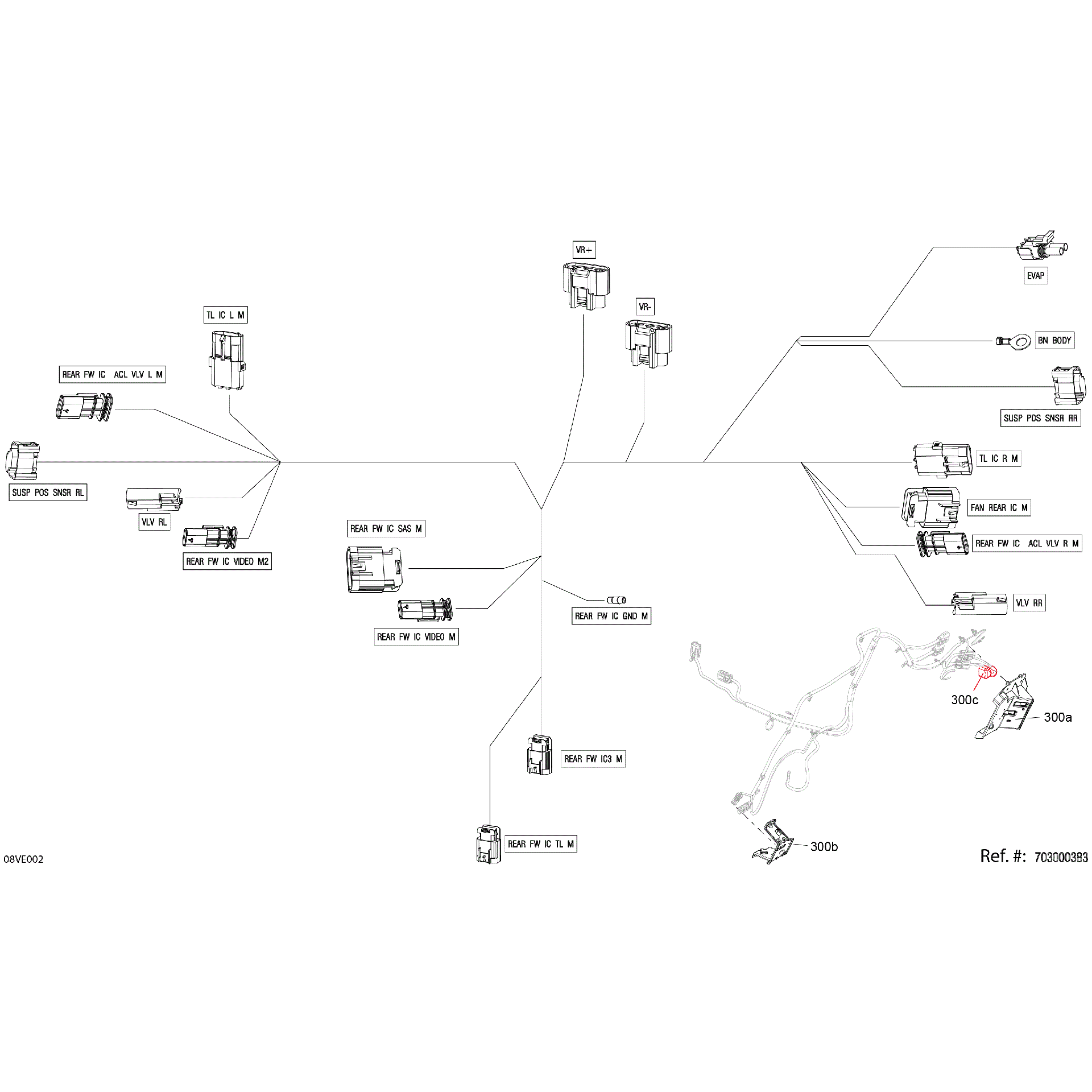 An Image of a Genuine Can-Am Parts Schematic Diagram showing the schematic - ELECTRIC - JUNCTION WIRING HARNESS - 710007348