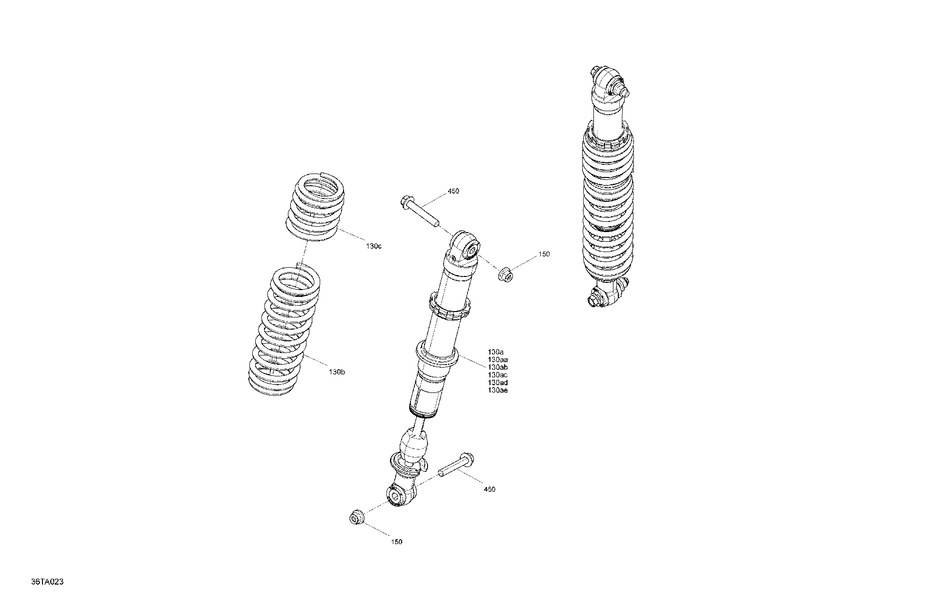An Image of a Genuine Can-Am Parts Schematic Diagram showing the schematic - SUSPENSION - REAR SHOCKS - STD