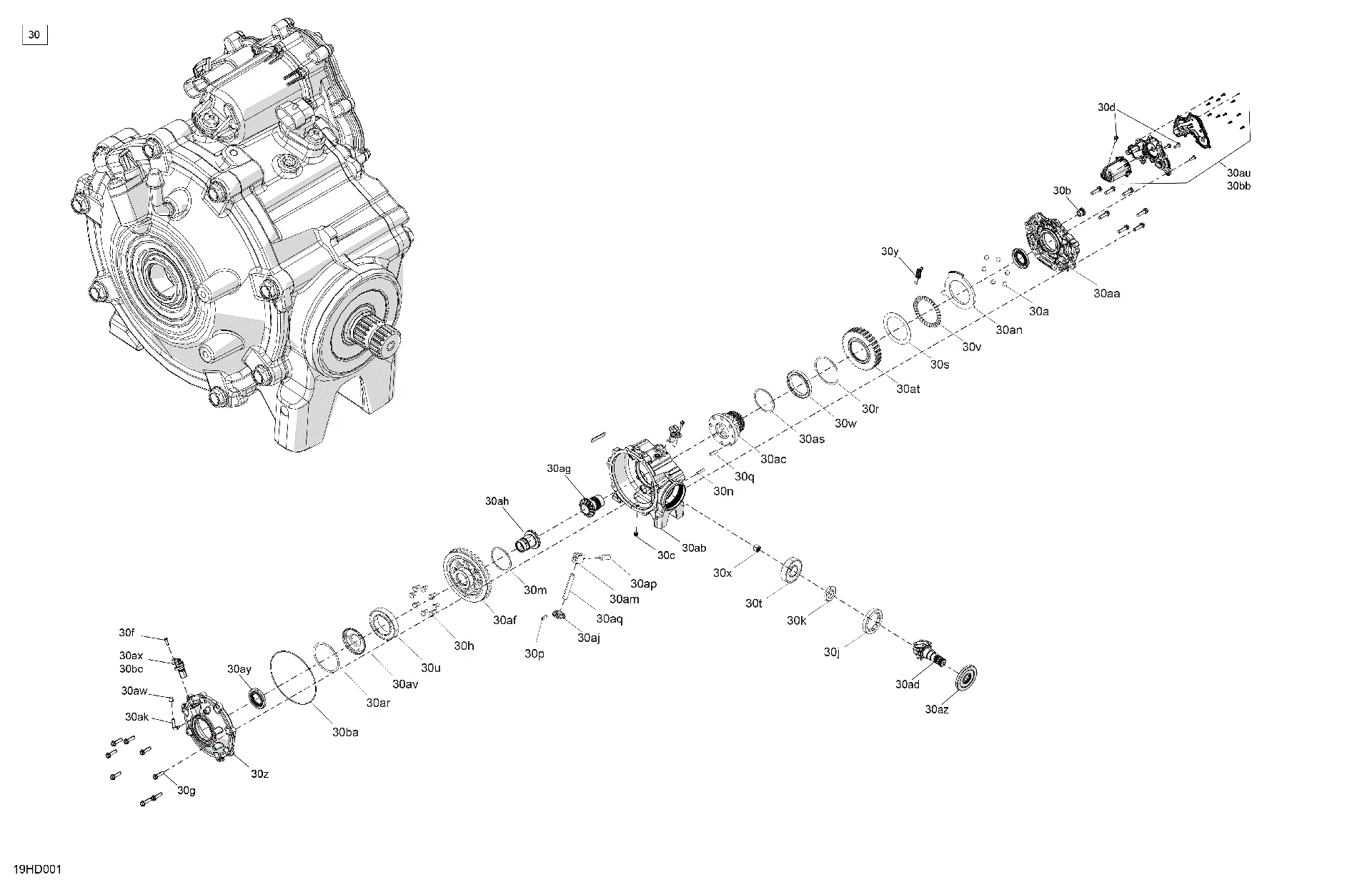 An Image of a Genuine Can-Am Parts Schematic Diagram showing the schematic - DRIVE - FRONT - DIFFERENTIAL PARTS